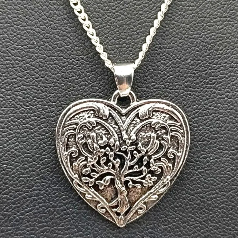 925 Silver Necklace W/ Tree Of Life Heart Pendant Anniversary Birthday Gift NEW!